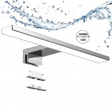 Led Mirror Light Bathroom 10W 820LM 40cm 230V 4000K,Stainless Steel 3-in-1 IP44 Class II Slim 400mm Bath Mirror Lamp,No Flicker, Mirror Front/Wall Lighting Neutral White 400mm