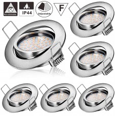 LED Recessed Downlights,Azhien 5W Recessed Ceiling Spotlights Warm White 2700K 400LM 230V Open Hole Size 75mm Ultra Slim Not Dimmable, IP44 Rotatable Downlights for Kitchen Bathroom (Pack of 6)