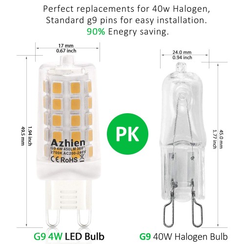 Azhien 4W G9 LED Bulbs 450LM