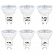 5W GU10 LED Bulb Light Warm white 2700k Azhien, 35-50 Watt 230V Halogen Lamp Equivalent,400LM, High Brightness Spot Light, 36°Deg,50mm Diameter,Recessed lighting,Indoor Spotlight, Pack of 6 Units