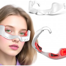 Red Light Eye Massager,Red Light Glasses,Under Eye Light Therapy Device,Red Light Beauty Device Eye Massage Light-Weight,Reducing Dark Circles,Puffiness,Wrinkles,Relieve Eye Bags,Eye Fatigue (Milky) 