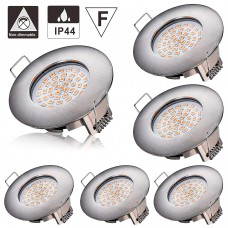 LED Recessed Downlights,Azhien 5W Recessed Ceiling Lights Warm White 2700K 400LM 230V Open Hole Size 68mm Ultra Slim Not Dimmable,IP44 Round Nickel Spotlights for Kitchen Bathroom (Pack of 6) [Energy Class A++]